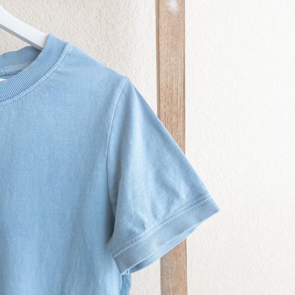 Zara Tee Womens Sz L Light Blue Short Sleeve T-Shirt Crewneck Minimalist - Picture 3 of 5